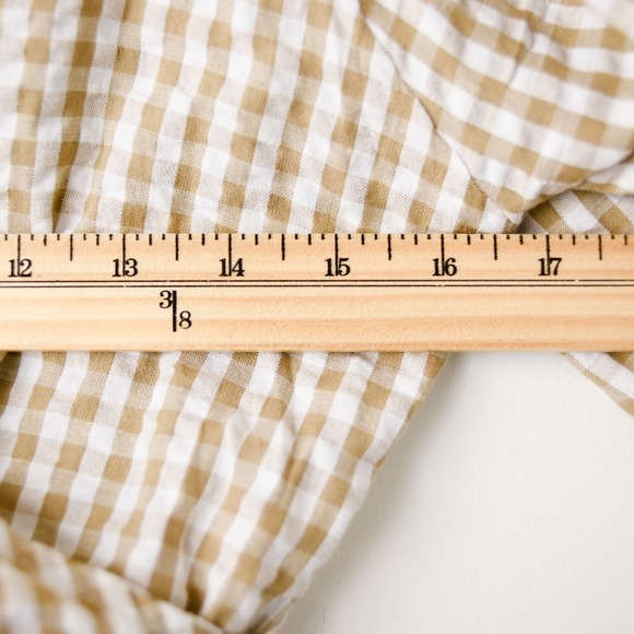 Gingham Smocked Puff Sleeve Wrap Crop Top‎ Medium Cottagecore Milkmaid Boho - Picture 6 of 8